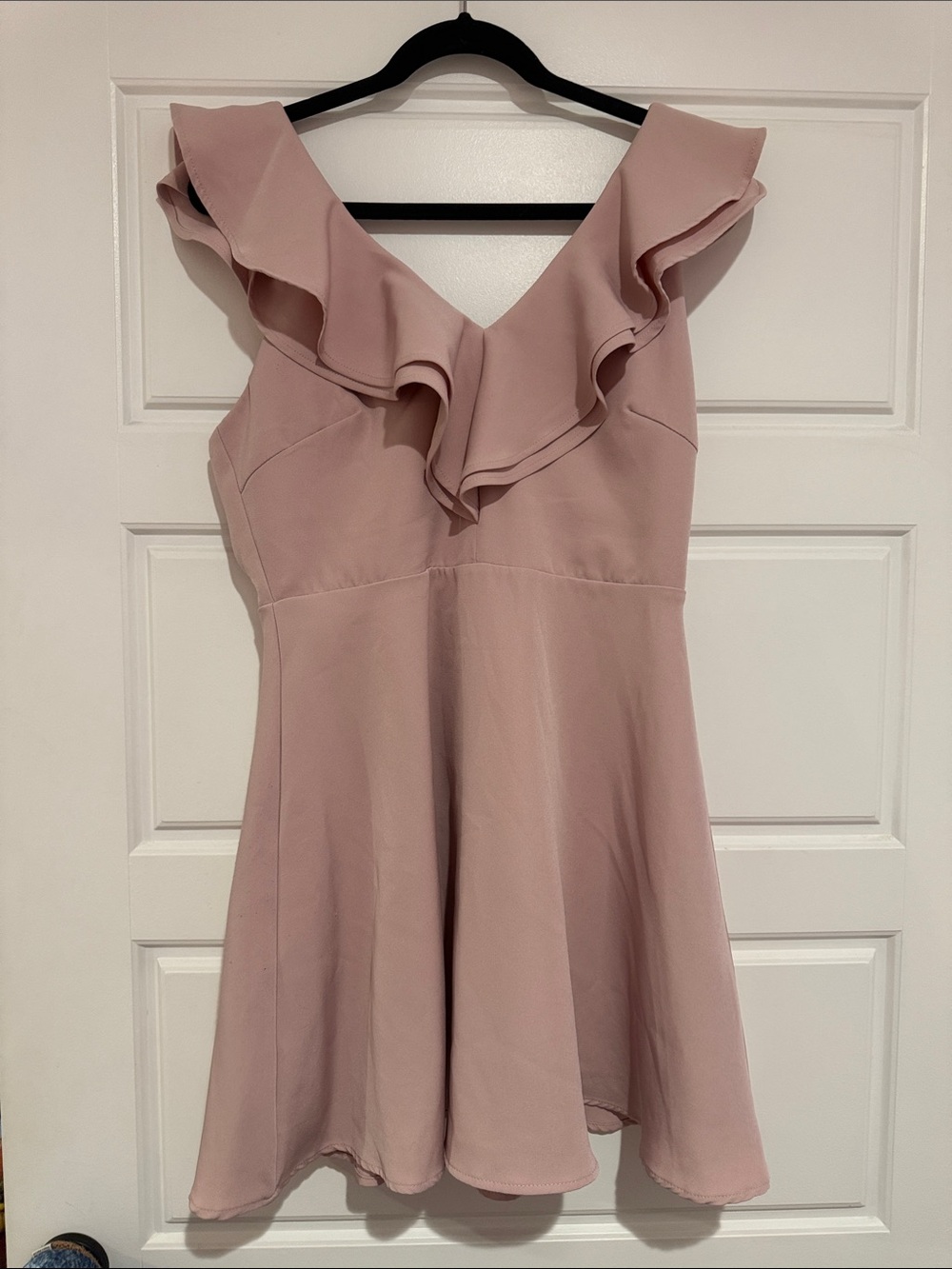 Lulu's Dusty Rose Ruffle V-Neck Mini Dress